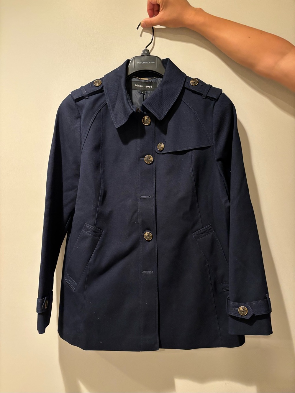 Black Rivet Womens Navy Trench Coat